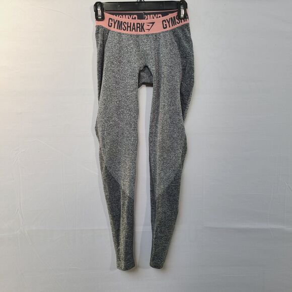 Gymshark Women’s Flex Work Out Leggings Heathered Grey Pink Waistband Small - Picture 2 of 8
